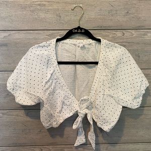 cropped tie front top